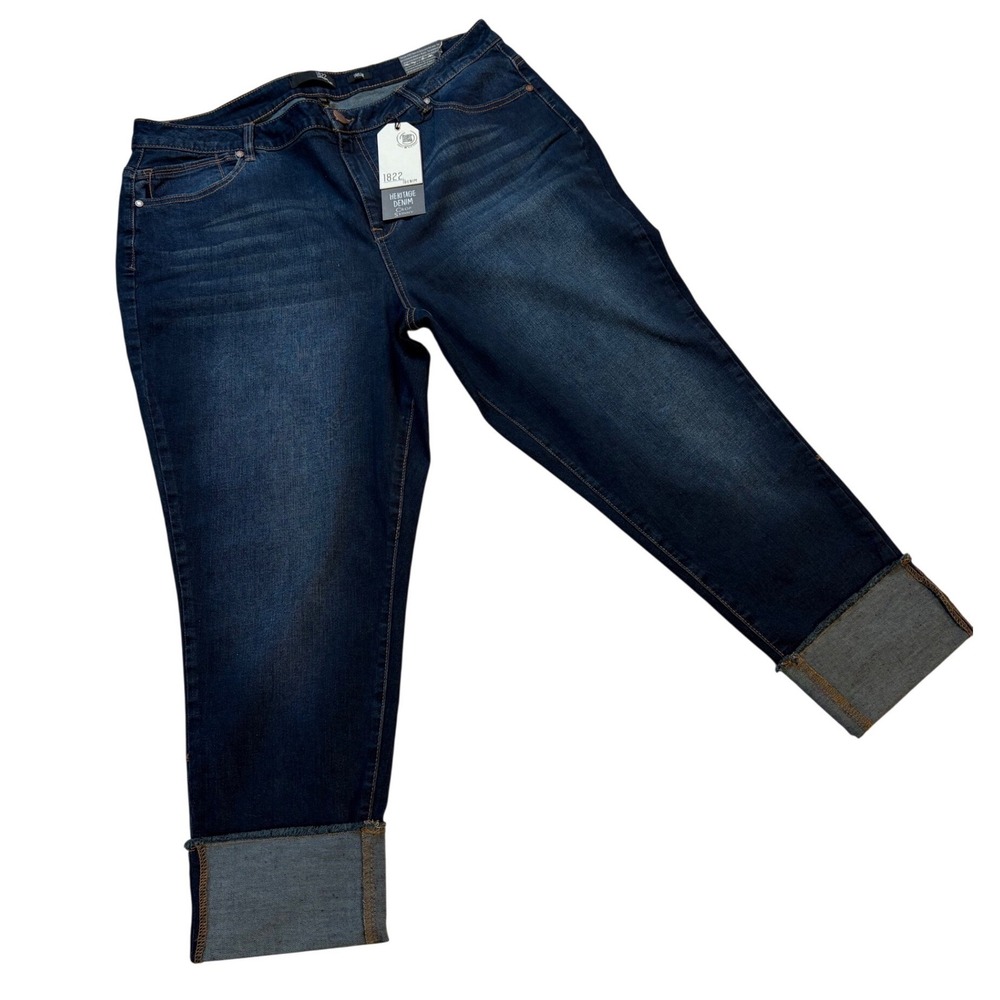 1822 Denim Crop Skinny Jeans Womens 22W Blue New Taylor Heritage Cuffed Hem